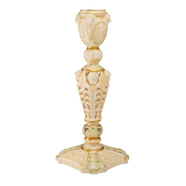 Wedgwood Creamware Renaissance Revival Candlestick Holder, circa 1905