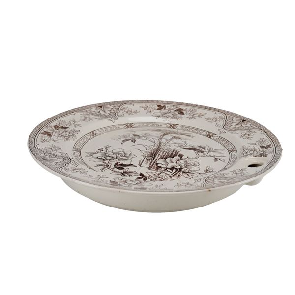 Wedgwood Brown Transferware Hot Water Warming Plate, Nankin Pattern