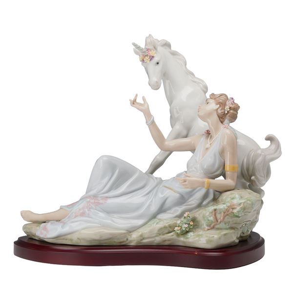 Lladro Goddess and Unicorn Porcelain Figurine