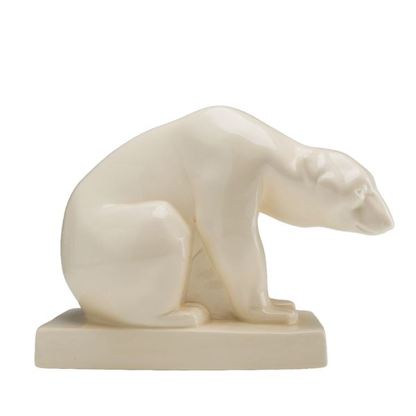 Wedgwood White Glaze Polar Bear Figurine Designed by John Skeaping