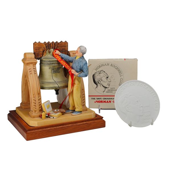 Lot of 2 Norman Rockwell Pieces Including Numbered Celebration Figurine and Membership Plaque with B