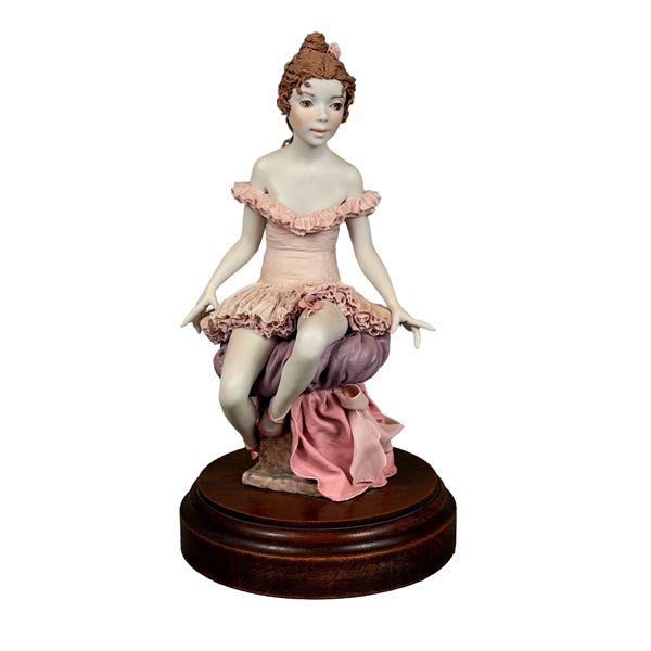 Bonni Porter Signed and Numbered Porcelain Ballerina Figure on Wooden Base