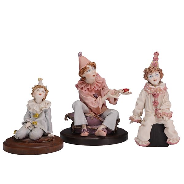 3pc Bonni Porter Bisque Porcelain Clown Children Figurines