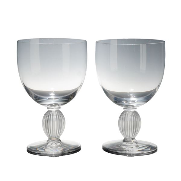 Lalique France Langeais Crystal Goblets, Pair