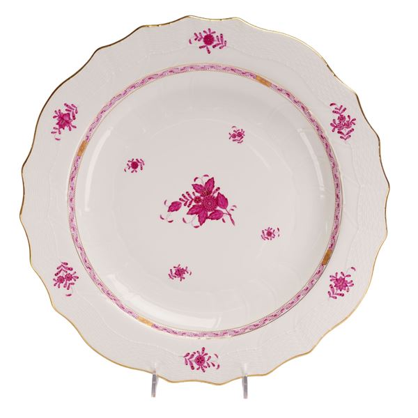 Herend Hungary Porcelain Chinese Bouquet Raspberry Hand-painted Round Platter
