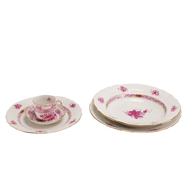 5pc Herend Porcelain Hand-Painted Place Setting