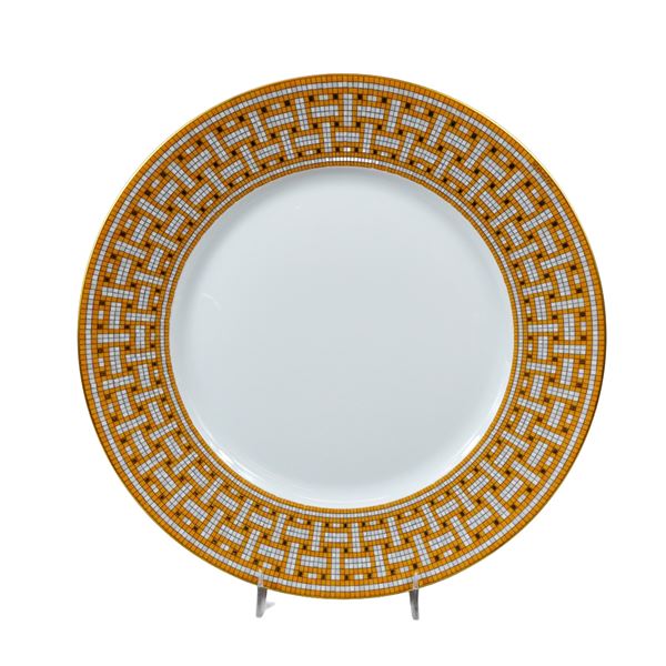 Hermes Mosaique Au 24 Gold Porcelain Dinner Plate