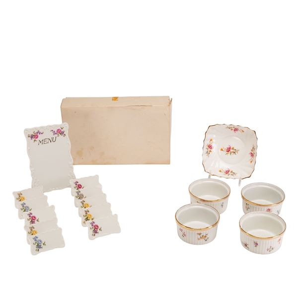 6pc Porcelain and Fine Bone China Grouping including Adderley Dish and MZ Austria Ramekins