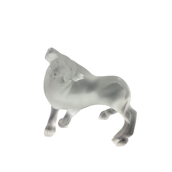 Lalique Frosted Crystal Bull Figurine