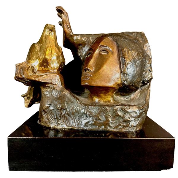 Alvar (Alvar Sunol Munoz-Ramos) (Spanish 1935) Cast Bronze Sculpture with Gold and Brown Patina La P