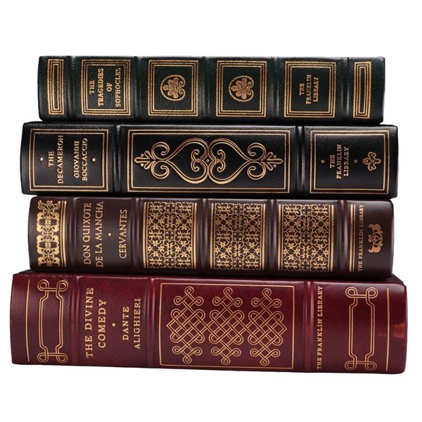 4pc The Franklin Library Books Including Don Quixote, The Divine Comedy, and The Decameron