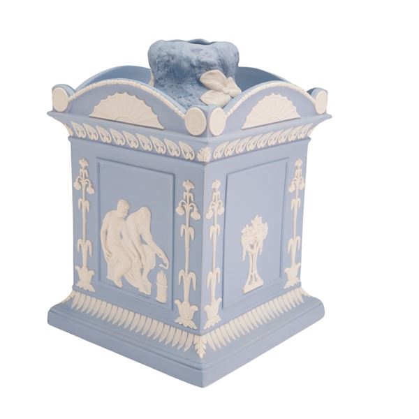 Wedgwood Light Blue Jasperware Masterpiece Series Limited Edition Square Bulb Pot