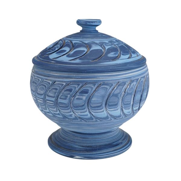 Wedgwood by W. Evans Solid Marbled Jasperware Lidded Pedestal Bowl