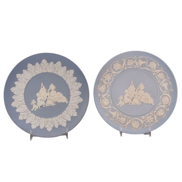 2 Piece Wedgwood Blue Jasperware Decorative Plates from the Rubin Collection