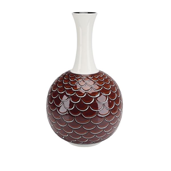 Wedgwood Norman Wilson Unique Ware Globular Aventurine Glaze Scale Pattern Vase