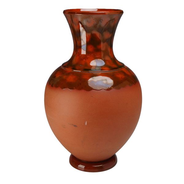 Wedgwood Stoneware Majolica-Glazed Chapman & Hall Redware Vase