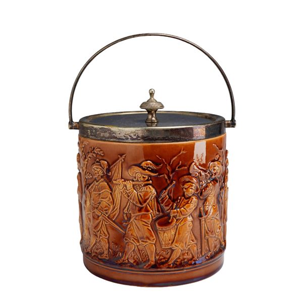 Wedgwood Relief-Molded Rockingham Glaze Humidor with Metal Lid and Handle