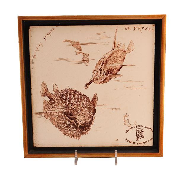 Josiah Wedgwood & Sons Sepia Transfer-Printed Fish Tile