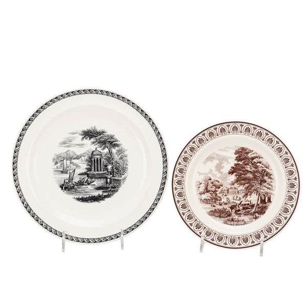 Two Wedgwood Creamware Transfer-Printed Plates from the Rubin Collection