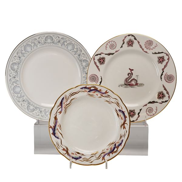 3pc Wedgwood Porcelain and Bone China Fish Motif Plates