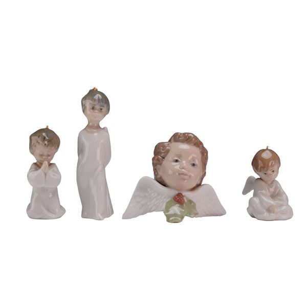 4pc Lladro Porcelain Angel Figurine Collection Models 01001604 and 01004886 with Boxes