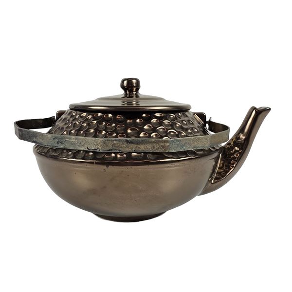 McCoy Hammered Bronze Luster Glaze Ceramic Teapot