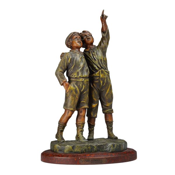 Ruffony, C'est Bleriot! Cold-Painted Spelter Figure on Base