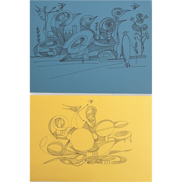 2pc Alfonso Rendon aka Masplata (Panamanian, 1957 - 2025), Pen and Marker on Board, Angels