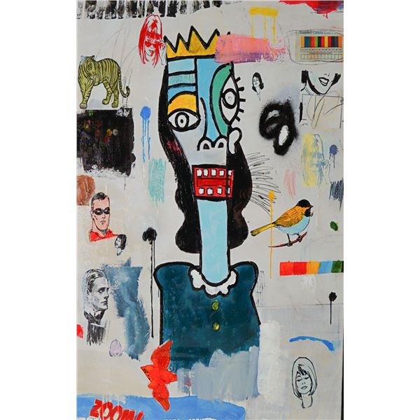 Clayton Rabo (American, 20th c.) Abstract Giclee on Canvas in Acrylic Gallery Frame, Other Side of t