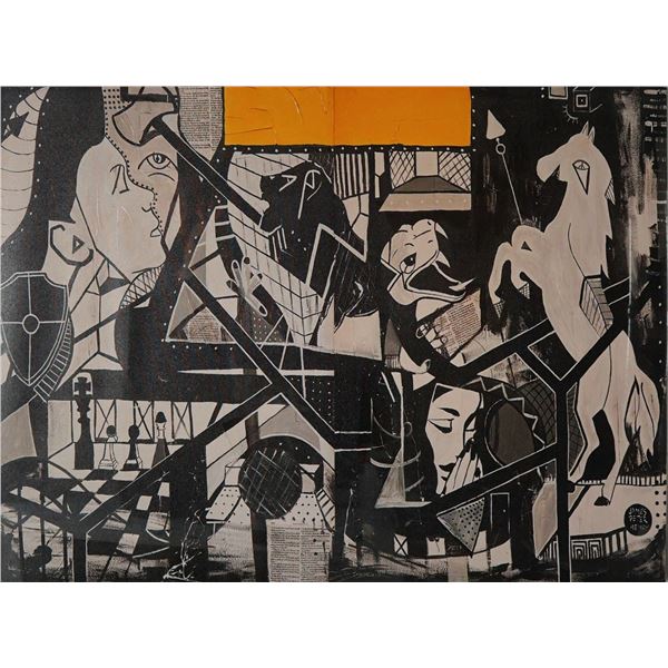 James Peter Henry (Australian/American, Contemporary), Mixed Media on Canvas in Acrylic Gallery Fram