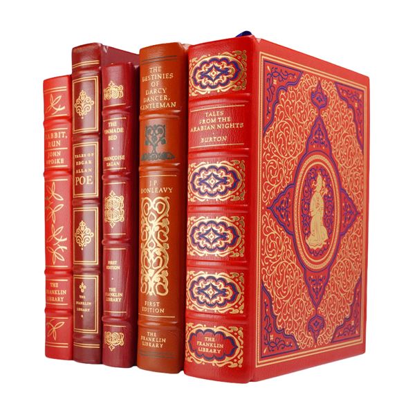 5pc Collection of Franklin Library Leather-Bound Volumes, Signed by John Updike