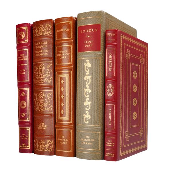 5pc Book Lot of Franklin Library Limited Editions Including Uris, Leon. Exodus (Signed)