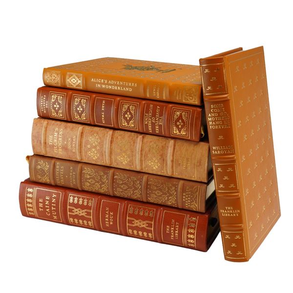 6pc Set of Franklin Library Leather-Bound Classics. 1975-1980, Signed by Herman Wouk