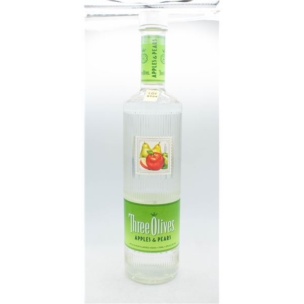 THREE OLIVES APPLES & PEAR VODKA 750ML 35% ABV