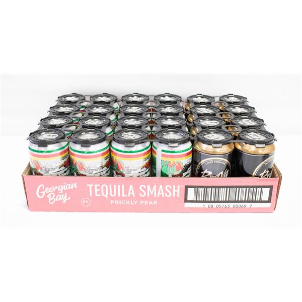 FLAT WITH 2 PILSNER 8 PACKS AND ONE BRAVA 8 PACK