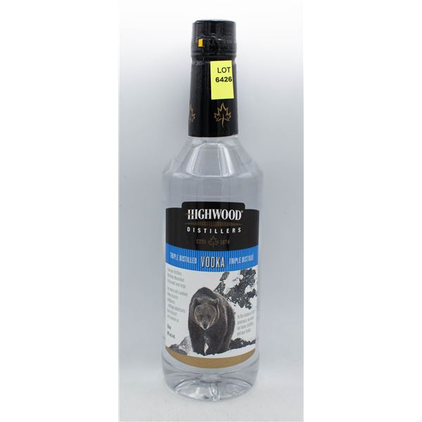 HIGHWOOD DISTILLERS VODKA 750ML 40% ABV