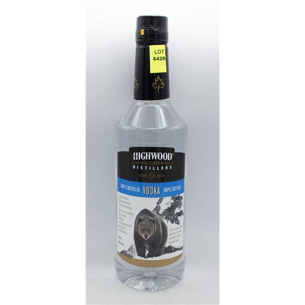 HIGHWOOD DISTILLERS VODKA 750ML 40% ABV