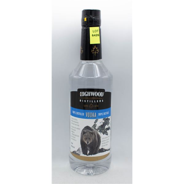 HIGHWOOD DISTILLERS VODKA 750ML 40% ABV