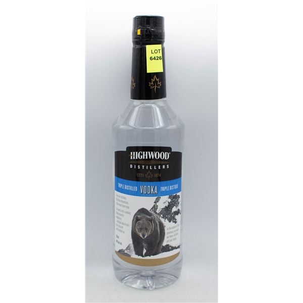 HIGHWOOD DISTILLERS VODKA 750ML 40% ABV
