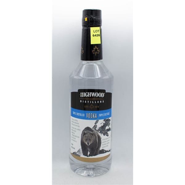 HIGHWOOD DISTILLERS VODKA 750ML 40% ABV