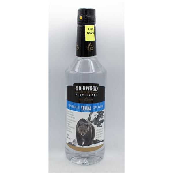 HIGHWOOD DISTILLERS VODKA 750ML 40% ABV