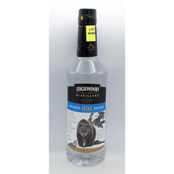 HIGHWOOD DISTILLERS VODKA 750ML 40% ABV