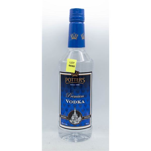 POTTERS VODKA 750ML 40% ABV