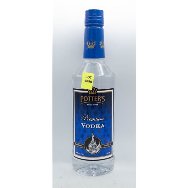 POTTERS VODKA 750ML 40% ABV