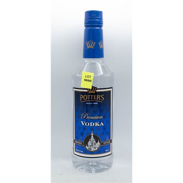 POTTERS VODKA 750ML 40% ABV