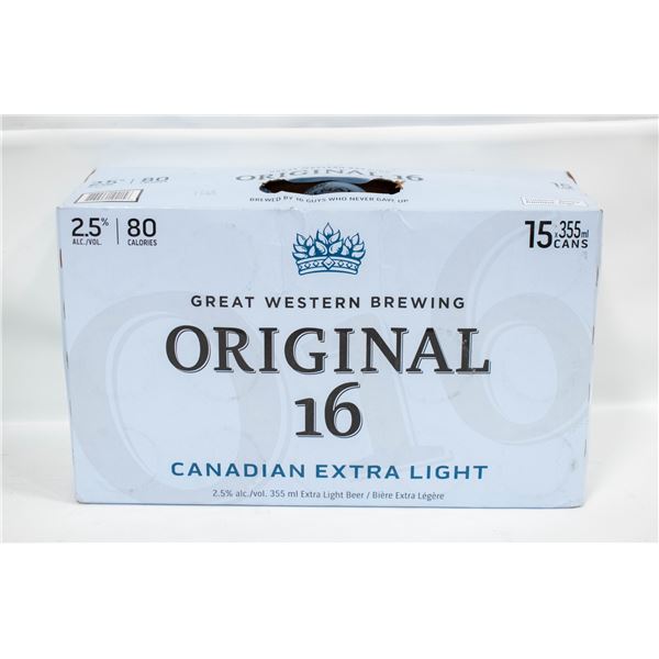 CASE OF 15 ORIGINAL 16 CANADIAN EXTRA LIGHT BEER