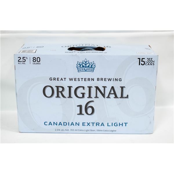 CASE OF 15 ORIGINAL 16 CANADIAN EXTRA LIGHT BEER