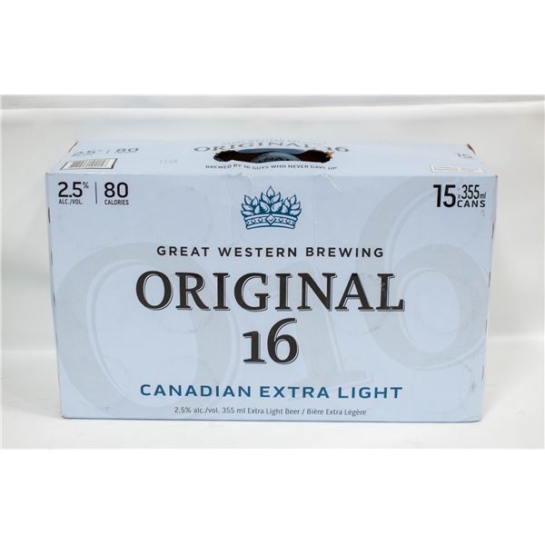 CASE OF 15 ORIGINAL 16 CANADIAN EXTRA LIGHT BEER