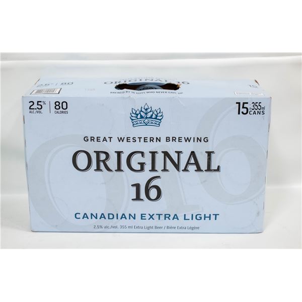CASE OF 15 ORIGINAL 16 CANADIAN EXTRA LIGHT BEER
