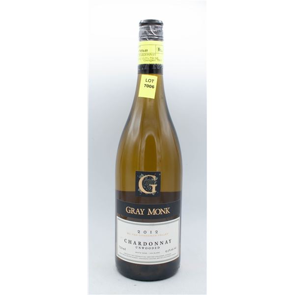 GRAY MONK CHARDONNAY UNWOODED 2012 13.5% 750 ML